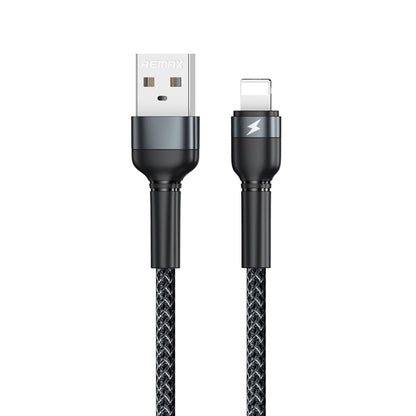 REMAX RC-124i 1m 2.4A USB to 8 Pin Aluminum Alloy Braid Fast Charging Data Cable for iPhone, iPad(Black) - Normal Style Cable by REMAX | Online Shopping South Africa | PMC Jewellery | Buy Now Pay Later Mobicred