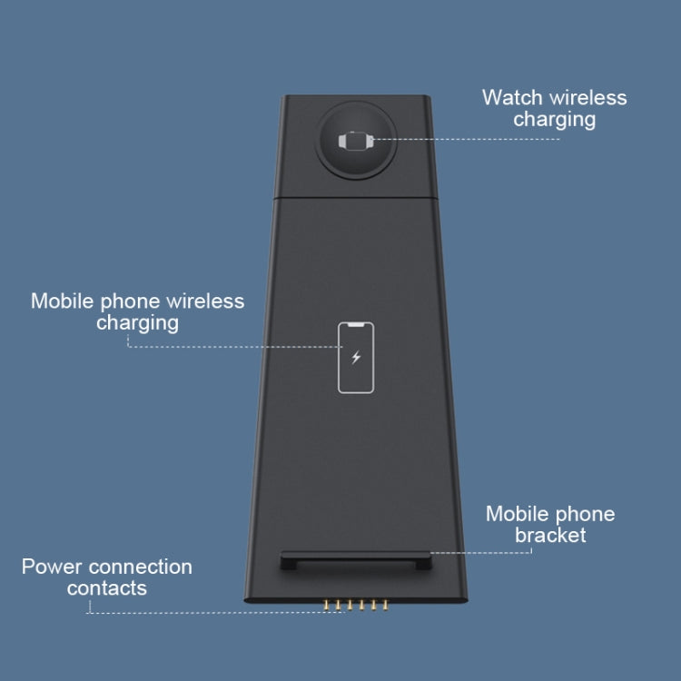 HQ-UD21 3 in 1 Folding Mobile Phone Watch Multi-Function Charging Stand Wireless Charger for iPhones & Apple Watch & Airpods (Black) - Wireless Charger by PMC TechLife | Online Shopping South Africa | PMC TechLife