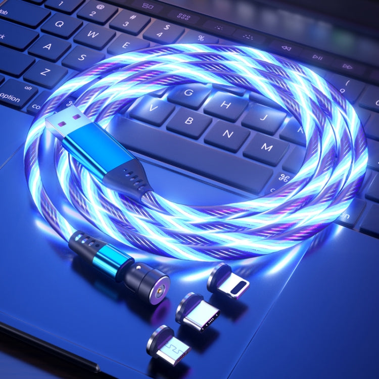 3 in 1 2.4A USB to 8 Pin + Micro USB + USB-C / Type-C 540 Degree Bendable Streamer Magnetic Data Cable, Cable Length: 1m (Blue) - Charging Cable & Head by PMC Jewellery | Online Shopping South Africa | PMC Jewellery | Buy Now Pay Later Mobicred