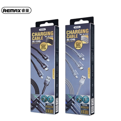 REMAX RC-124th Jany Series 3.1A 3 in 1 USB to Type-C + 8 Pin + Micro USB Charging Cable, Cable Length: 1.2m(Silver) - Multifunction Cable by REMAX | Online Shopping South Africa | PMC Jewellery | Buy Now Pay Later Mobicred