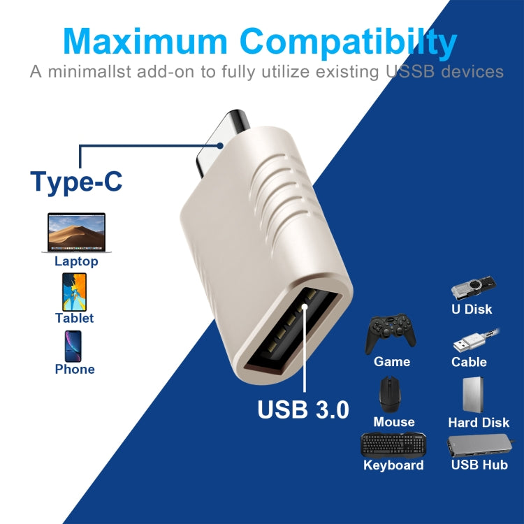 2 PCS SBT-148 USB-C / Type-C Male to USB 3.0 Female Zinc Alloy Adapter(Champagne Gold) - Converter & Adapter by PMC Jewellery | Online Shopping South Africa | PMC Jewellery | Buy Now Pay Later Mobicred