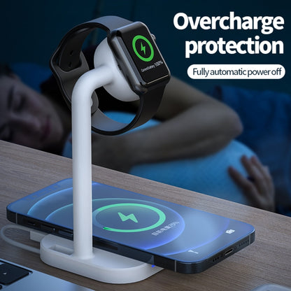 adj-984 2 in 1 Electromagnetic Induction Wireless Charger for Mobile Phones & Apple Watches & AirPods(White) - Multifunction Charger by PMC Jewellery | Online Shopping South Africa | PMC Jewellery | Buy Now Pay Later Mobicred