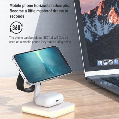 991 3 in 1 15W Electromagnetic Induction Wireless Fast Charging with 360 Degree Rotating Holder(White) - Wireless Charger by PMC Jewellery | Online Shopping South Africa | PMC Jewellery | Buy Now Pay Later Mobicred