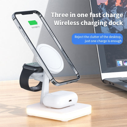 991 3 in 1 15W Electromagnetic Induction Wireless Fast Charging with 360 Degree Rotating Holder(White) - Wireless Charger by PMC Jewellery | Online Shopping South Africa | PMC Jewellery | Buy Now Pay Later Mobicred