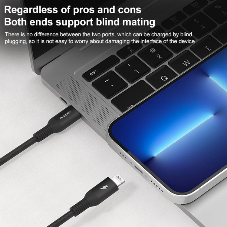 MOMAX DL51D Type-C / USB-C to 8 Pin PD Braided Fast Charging Cable, Length: 1.2m (Black) - free shipping - PMC Jewellery - Order now!