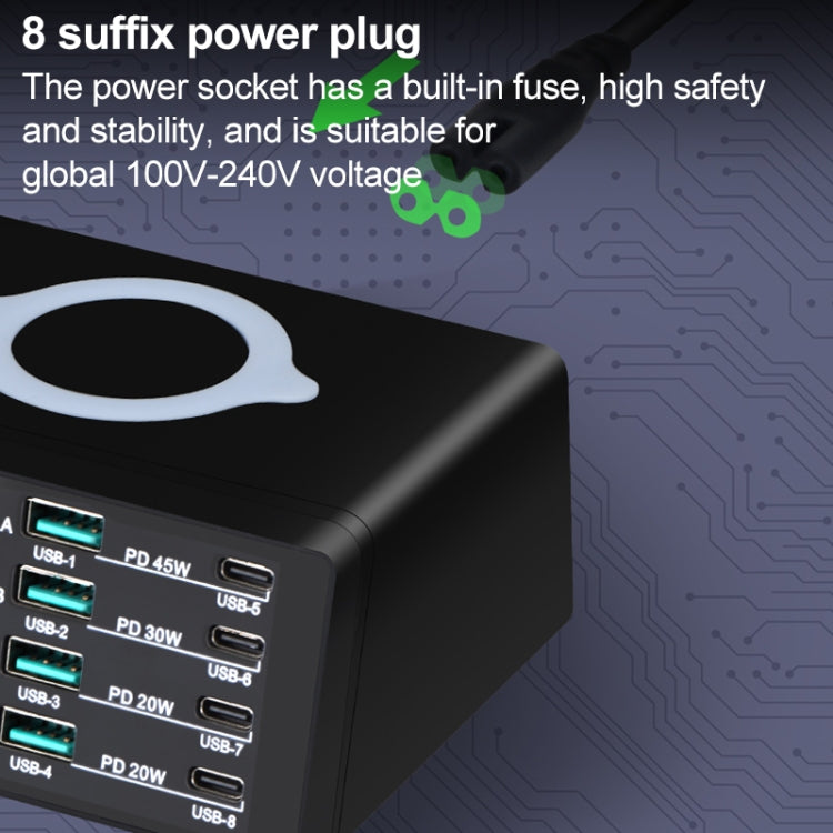 X9D 110W Multi-ports Smart Charger Station + Wireless Charger AC100-240V, US Plug (Black) - Multifunction Charger by PMC Jewellery | Online Shopping South Africa | PMC Jewellery | Buy Now Pay Later Mobicred