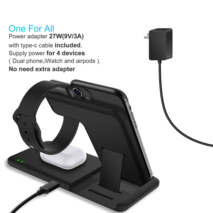 Q20 4 In 1 Wireless Charger Charging Holder Stand Station with Adapter For iPhone / Apple Watch / AirPods, Support Dual Phones Charging (White) - Wireless Charger by PMC Jewellery | Online Shopping South Africa | PMC Jewellery | Buy Now Pay Later Mobicred