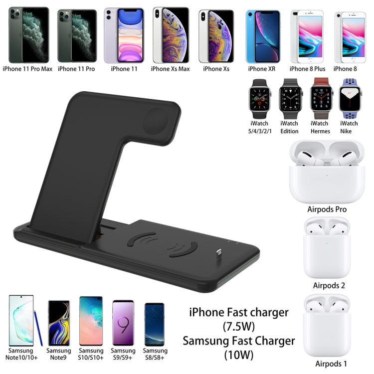 Q20 4 In 1 Wireless Charger Charging Holder Stand Station with Adapter For iPhone / Apple Watch / AirPods, Support Dual Phones Charging (White) - Wireless Charger by PMC Jewellery | Online Shopping South Africa | PMC Jewellery | Buy Now Pay Later Mobicred