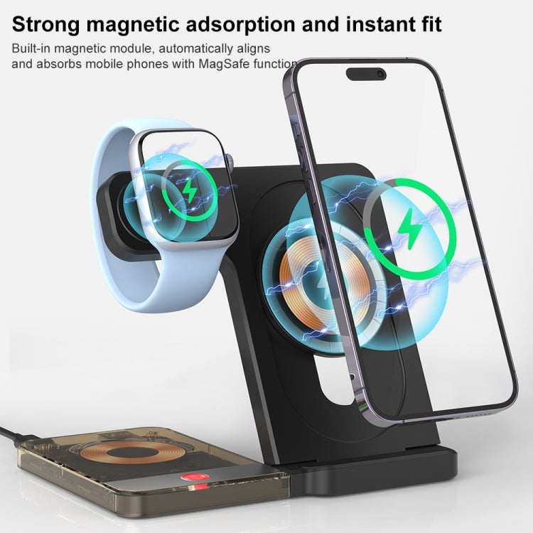 U17 15W 5 in 1 Folding Magnetic Wireless Charger with Night Light (White) - Wireless Charger by PMC Jewellery | Online Shopping South Africa | PMC Jewellery | Buy Now Pay Later Mobicred