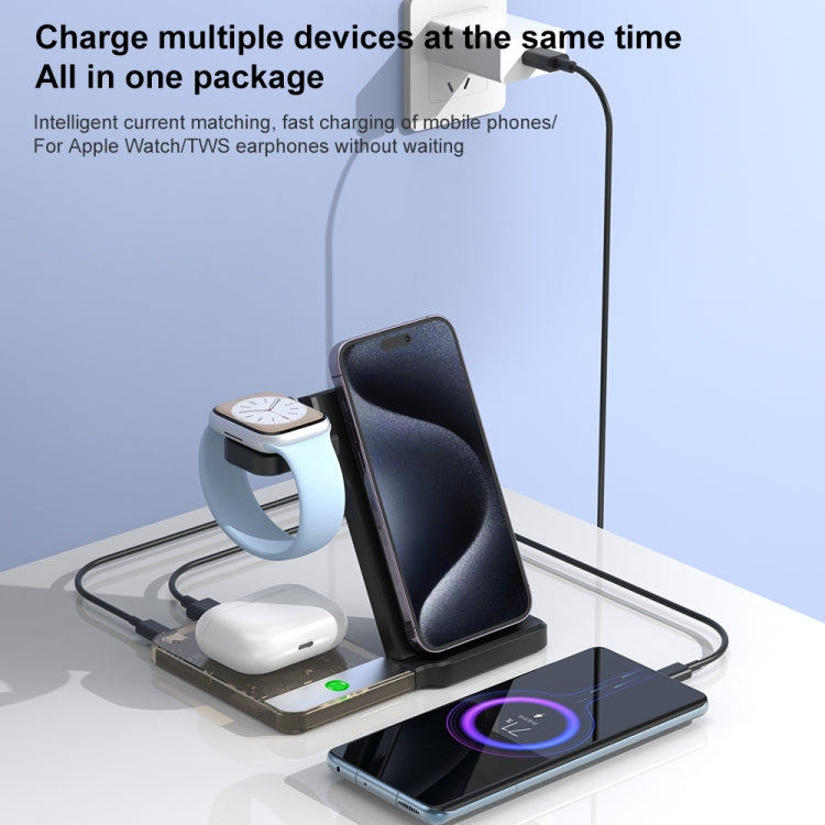 U17 15W 5 in 1 Folding Magnetic Wireless Charger with Night Light (Black) - Wireless Charger by PMC Jewellery | Online Shopping South Africa | PMC Jewellery | Buy Now Pay Later Mobicred