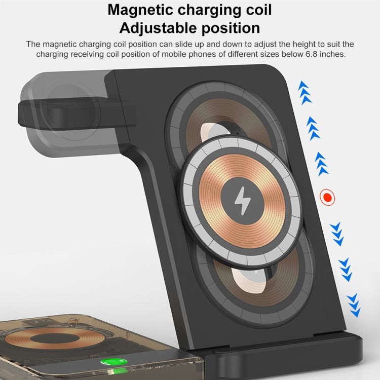 U17 15W 5 in 1 Folding Magnetic Wireless Charger with Night Light (Black) - Wireless Charger by PMC Jewellery | Online Shopping South Africa | PMC Jewellery | Buy Now Pay Later Mobicred