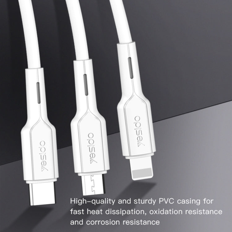 Yesido CA41 3.5A USB to 8 Pin + Micro USB + USB-C / Type-C Charging Cable, Length: 1m(White) - Multifunction Cable by Yesido | Online Shopping South Africa | PMC Jewellery | Buy Now Pay Later Mobicred