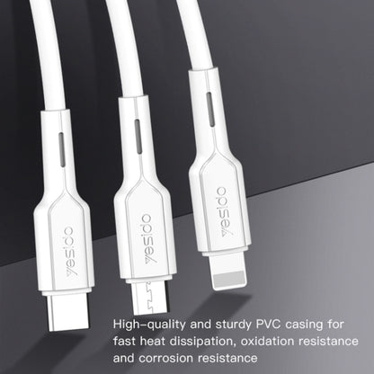 Yesido CA41 3.5A USB to 8 Pin + Micro USB + USB-C / Type-C Charging Cable, Length: 1m(Black) - Multifunction Cable by Yesido | Online Shopping South Africa | PMC Jewellery | Buy Now Pay Later Mobicred