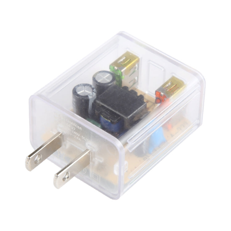 64-22 2A Dual USB Transparent Charger, specification: US Plug - USB Charger by PMC Jewellery | Online Shopping South Africa | PMC Jewellery | Buy Now Pay Later Mobicred