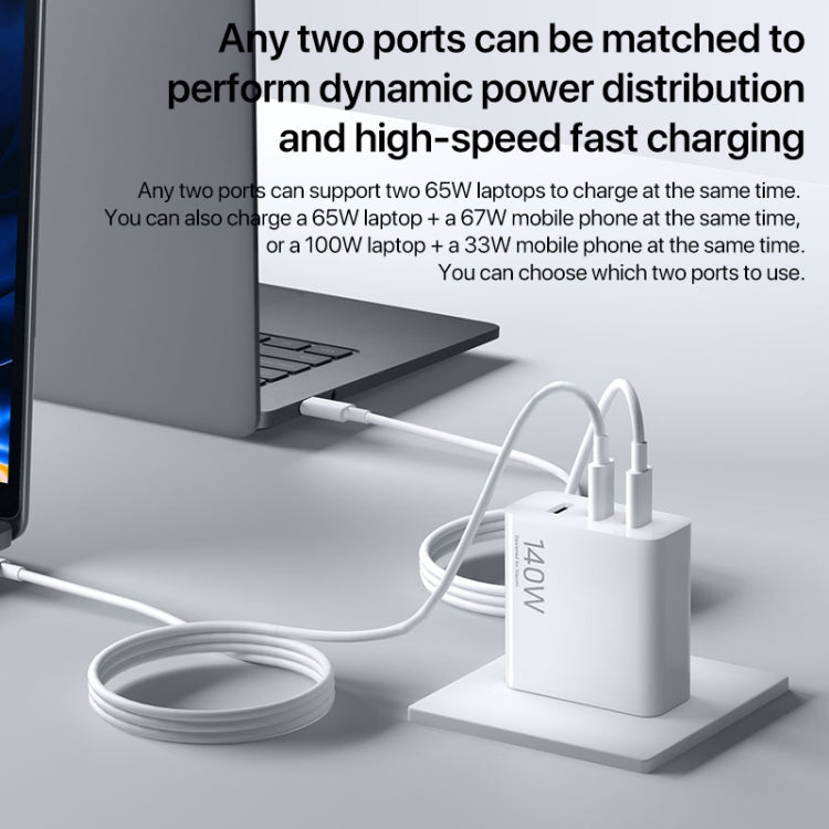 Original Xiaomi 140W 1 x USB + 2 x USB-C / Type-C Three Ports GaN Fast Charger Set, US Plug - free shipping - PMC TechLife - Order now!