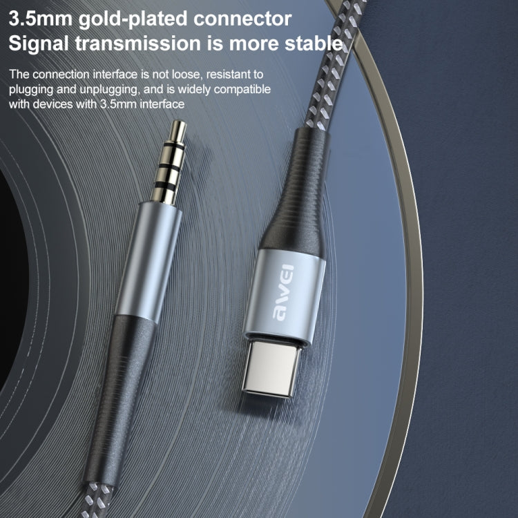 awei CL-116T Type-C / USB-C to 3.5mm Hi-Fi Audio Cable (Black Grey) - Video & Audio Cable by awei | Online Shopping South Africa | PMC Jewellery | Buy Now Pay Later Mobicred