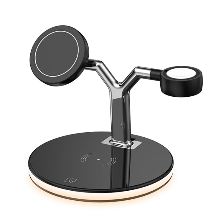 3 in 1 15W Multi-function Magnetic Wireless Charger for Mobile Phones & Apple Watches & AirPods, with Colorful LED Light(White) - Wireless Charger by PMC TechLife | Online Shopping South Africa | PMC TechLife