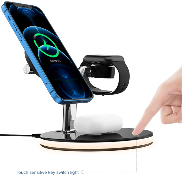 3 in 1 15W Multi-function Magnetic Wireless Charger for Mobile Phones & Apple Watches & AirPods, with Colorful LED Light(White) - Wireless Charger by PMC TechLife | Online Shopping South Africa | PMC TechLife