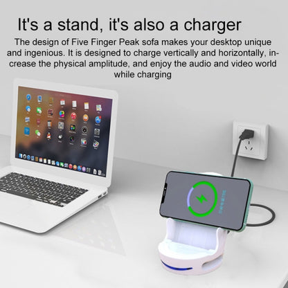 V8 15W Five-finger Sofa Phone Magnetic Suction Wireless Charger Stand (White) - Wireless Charger by PMC Jewellery | Online Shopping South Africa | PMC Jewellery | Buy Now Pay Later Mobicred