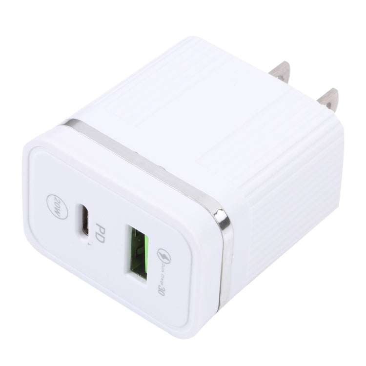 46-A2C2 20W PD + QC3.0 USB Multifunction Fast Charger,US Plug(White) - USB Charger by PMC Jewellery | Online Shopping South Africa | PMC Jewellery | Buy Now Pay Later Mobicred