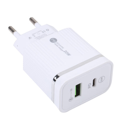 46-A2C2 20W PD + QC3.0 USB Multifunction Fast Charger，EU Plug(White) - USB Charger by PMC Jewellery | Online Shopping South Africa | PMC Jewellery | Buy Now Pay Later Mobicred