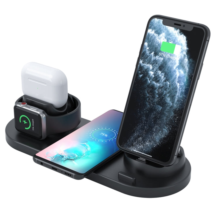 HQ-UD15-upgraded 6 in 1 Wireless Charger For iPhone, Apple Watch, AirPods and Other Android Phones(Black) - Wireless Charger by PMC TechLife | Online Shopping South Africa | PMC TechLife