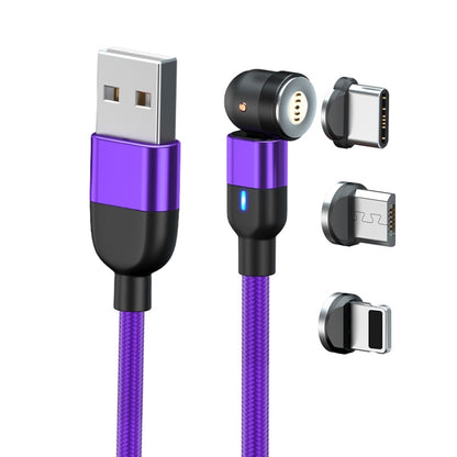 1m 3A Output 3 in 1 USB to 8 Pin + USB-C / Type-C + Micro USB 540 Degree Rotating Magnetic Data Sync Charging Cable(Purple) - Charging Cable & Head by PMC Jewellery | Online Shopping South Africa | PMC Jewellery | Buy Now Pay Later Mobicred