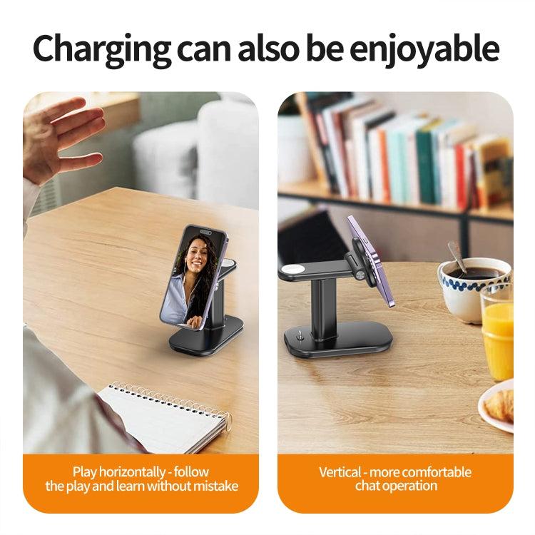 JJT-A70 15W 3 in 1 Multifunctional Magnetic Wireless Charging Holder (Black) - Wireless Charger by PMC Jewellery | Online Shopping South Africa | PMC Jewellery | Buy Now Pay Later Mobicred