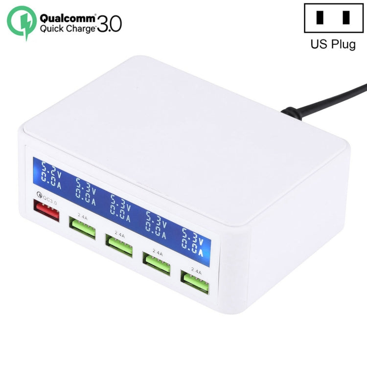 40W QC3.0  2.4A  4-USB Ports Fast Charger Station Travel Desktop Charger Power Adapter with LCD Digital Display, US Plug - Multifunction Charger by PMC Jewellery | Online Shopping South Africa | PMC Jewellery | Buy Now Pay Later Mobicred