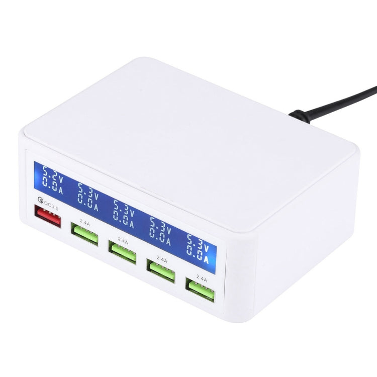 40W QC3.0  2.4A  4-USB Ports Fast Charger Station Travel Desktop Charger Power Adapter with LCD Digital Display, UK Plug - Multifunction Charger by PMC Jewellery | Online Shopping South Africa | PMC Jewellery | Buy Now Pay Later Mobicred