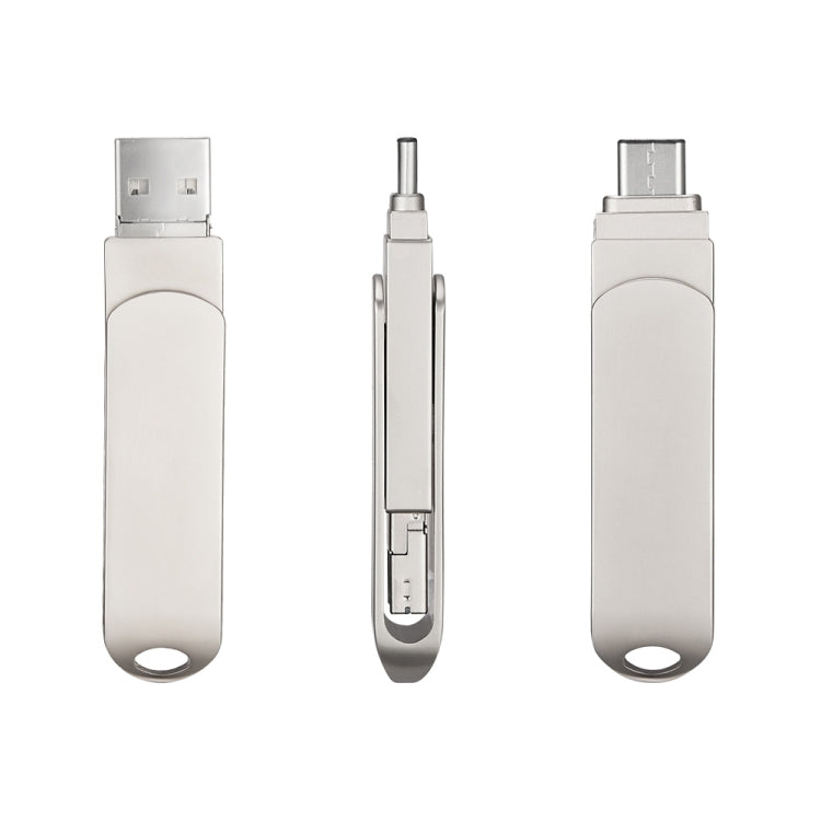 RQW-10X 3 in 1 USB 2.0 & 8 Pin & USB-C / Type-C 128GB Flash Drive, for iPhone & iPad & iPod & Most Android Smartphones & PC Computer - U Disk & Card Reader by PMC Jewellery | Online Shopping South Africa | PMC Jewellery | Buy Now Pay Later Mobicred