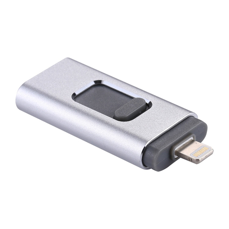 easyflash RQW-01B 3 in 1 USB 2.0 & 8 Pin & Micro USB 128GB Flash Drive(Silver) - U Disk & Card Reader by PMC Jewellery | Online Shopping South Africa | PMC Jewellery | Buy Now Pay Later Mobicred