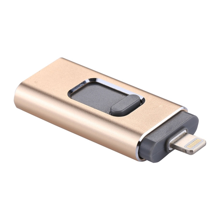 easyflash RQW-01B 3 in 1 USB 2.0 & 8 Pin & Micro USB 16GB Flash Drive(Gold) - U Disk & Card Reader by PMC Jewellery | Online Shopping South Africa | PMC Jewellery | Buy Now Pay Later Mobicred