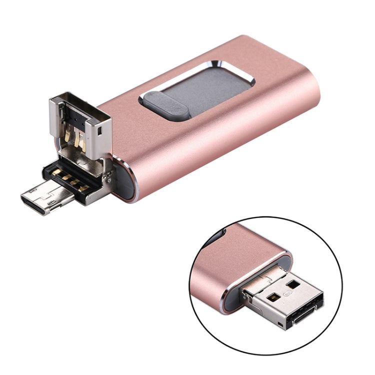 easyflash RQW-01B 3 in 1 USB 2.0 & 8 Pin & Micro USB 16GB Flash Drive(Rose Gold) - U Disk & Card Reader by PMC Jewellery | Online Shopping South Africa | PMC Jewellery | Buy Now Pay Later Mobicred