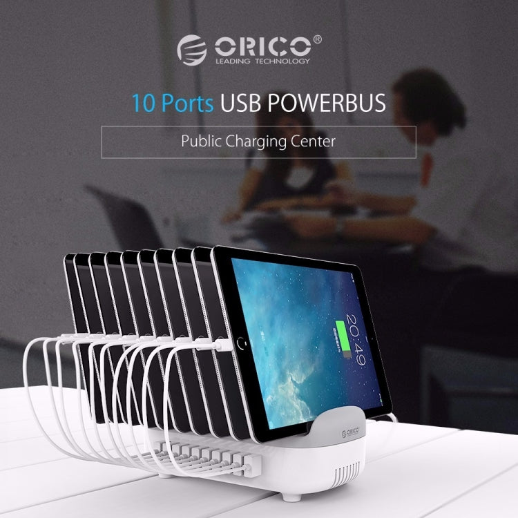 ORICO DUK-10P 120W 10 USB Ports Smart Charging Station with Phone & Tablet Stand, EU Plug(White) - free shipping - PMC TechLife - Order now!