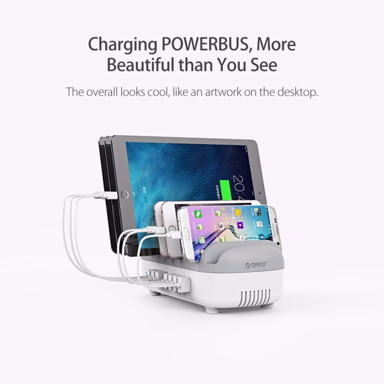 ORICO DUK-10P 120W 10 USB Ports Smart Charging Station with Phone & Tablet Stand, EU Plug(White) - free shipping - PMC TechLife - Order now!