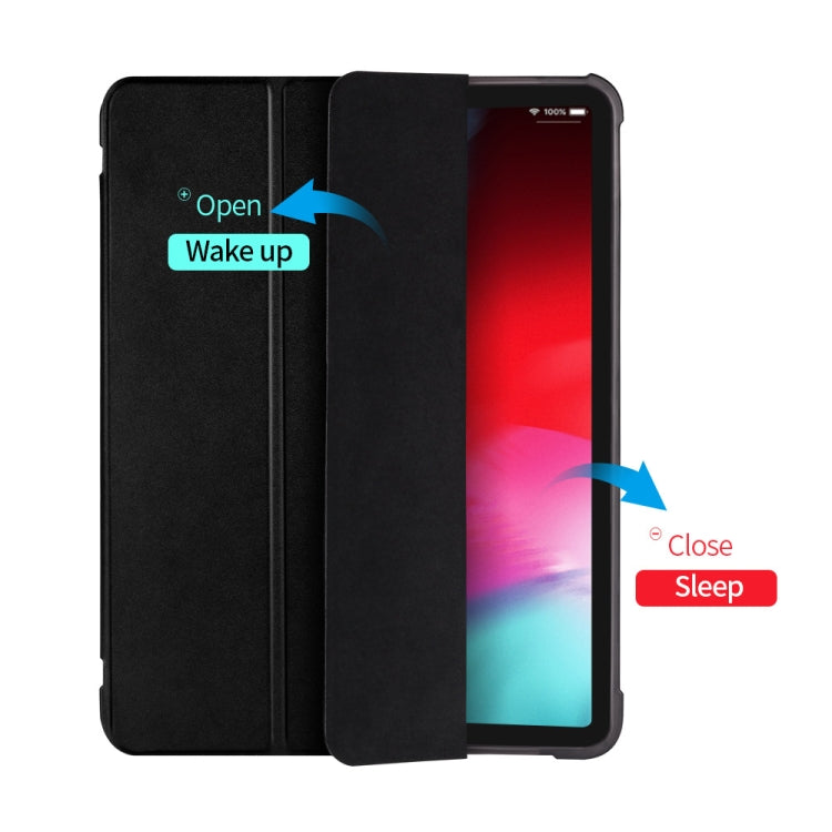 Three-folding Shockproof TPU Protective Case for iPad Pro 11 inch (2018) / (2020), with Holder & Pen Slot(Black) - iPad Pro 11 (2018) Cases by PMC TechLife | Online Shopping South Africa | PMC TechLife