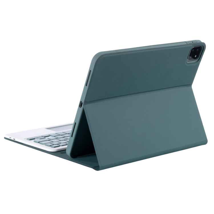 YT11B-A Detachable Candy Color Bluetooth Keyboard Leather Tablet Case with Touch Pad & Pen Slot & Holder for iPad Pro 11 inch 2021 (Dark Green) - For iPad Pro by PMC TechLife | Online Shopping South Africa | PMC TechLife