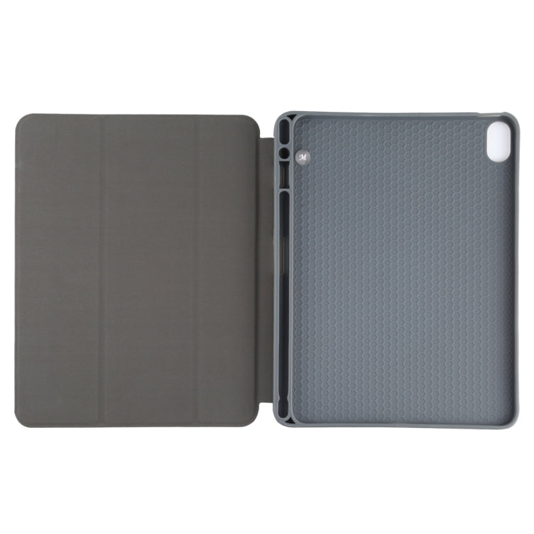 Mutural YASHI Series TPU + PU Cloth Pattern Texture Horizontal Flip Leather Case with Three-folding Holder & Pen Slot & Wake-up / Sleep Function For iPad Air 2022 / 2020 10.9(Black) - free shipping - PMc TechLife - Order now!