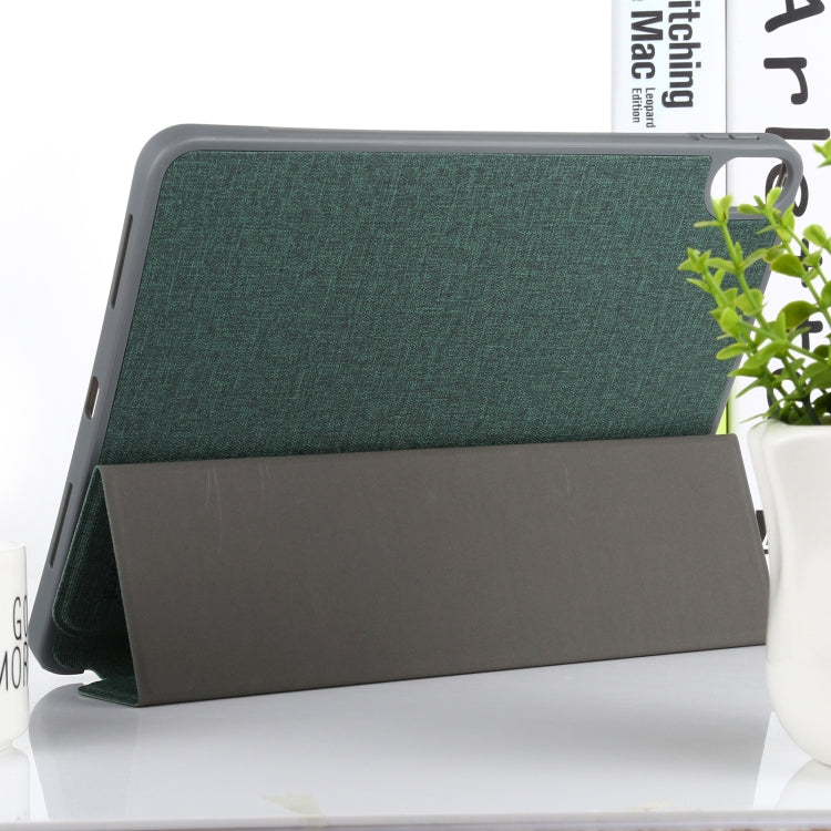 Mutural YASHI Series TPU + PU Cloth Pattern Texture Horizontal Flip Leather Case with Three-folding Holder & Pen Slot & Wake-up / Sleep Function For iPad Air 2022 / 2020 10.9(Green) - free shipping - PMc TechLife - Order now!