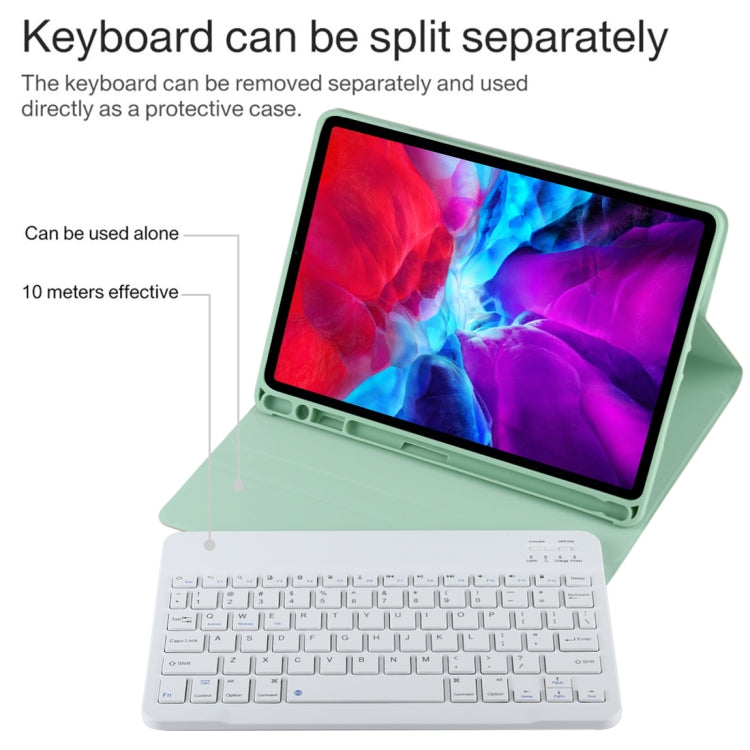TG11B Detachable Bluetooth White Keyboard + Microfiber Leather Tablet Case for iPad Pro 11 inch (2020), with Pen Slot & Holder (Green) - For iPad Pro by PMC TechLife | Online Shopping South Africa | PMC TechLife