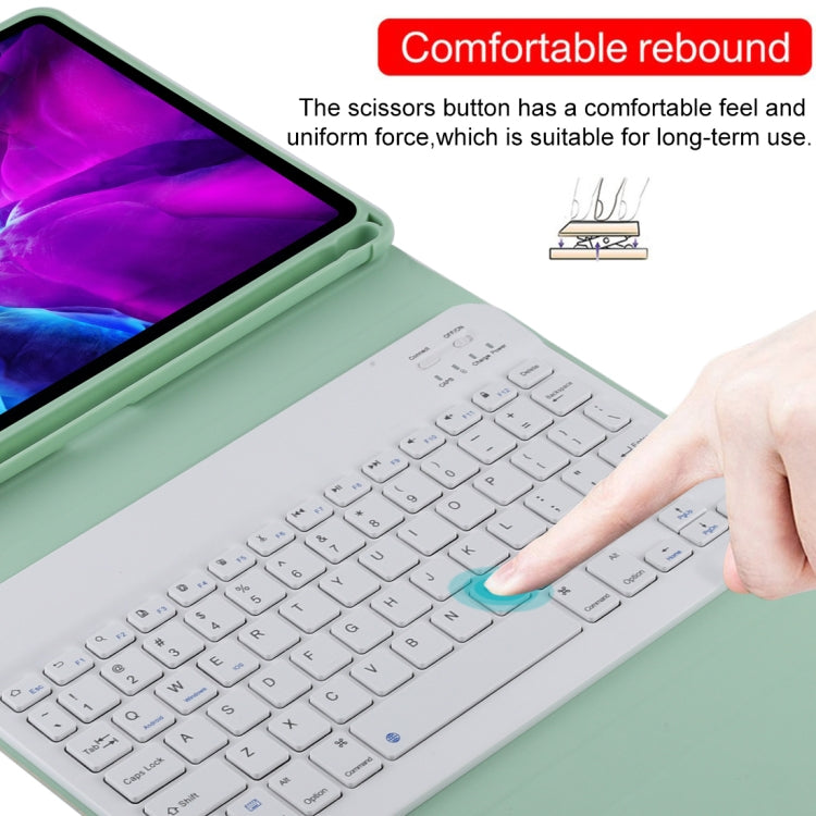 TG11B Detachable Bluetooth White Keyboard + Microfiber Leather Tablet Case for iPad Pro 11 inch (2020), with Pen Slot & Holder (Green) - For iPad Pro by PMC TechLife | Online Shopping South Africa | PMC TechLife