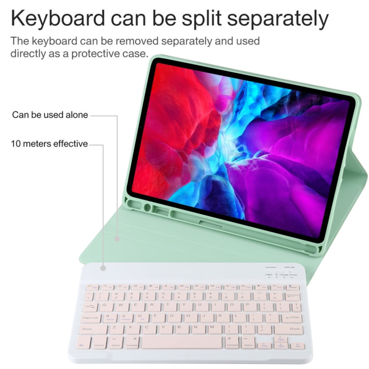 TG11B Detachable Bluetooth Pink Keyboard + Microfiber Leather Tablet Case for iPad Pro 11 inch (2020), with Pen Slot & Holder (Green) - For iPad Pro by PMC TechLife | Online Shopping South Africa | PMC TechLife