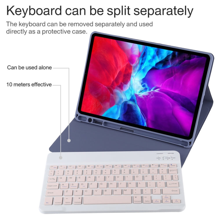 TG11B Detachable Bluetooth Pink Keyboard + Microfiber Leather Tablet Case for iPad Pro 11 inch (2020), with Pen Slot & Holder (Purple) - For iPad Pro by PMC TechLife | Online Shopping South Africa | PMC TechLife