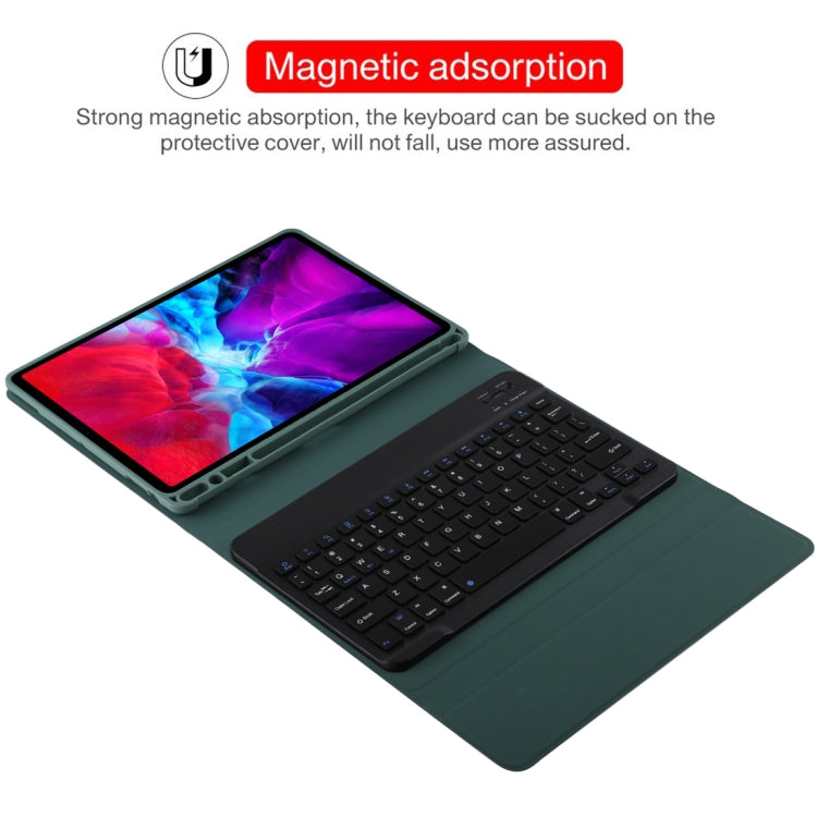 TG11B Detachable Bluetooth Black Keyboard + Microfiber Leather Tablet Case for iPad Pro 11 inch (2020), with Pen Slot & Holder (Dark Green) - free shipping - PMC TechLife - Order now!