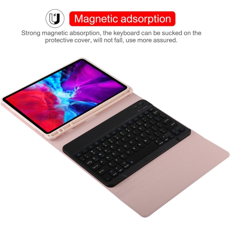 TG11B Detachable Bluetooth Black Keyboard + Microfiber Leather Tablet Case for iPad Pro 11 inch (2020), with Pen Slot & Holder (Pink) - For iPad Pro by PMC TechLife | Online Shopping South Africa | PMC TechLife