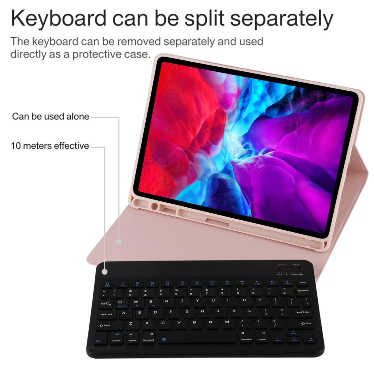 TG11B Detachable Bluetooth Black Keyboard + Microfiber Leather Tablet Case for iPad Pro 11 inch (2020), with Pen Slot & Holder (Pink) - For iPad Pro by PMC TechLife | Online Shopping South Africa | PMC TechLife