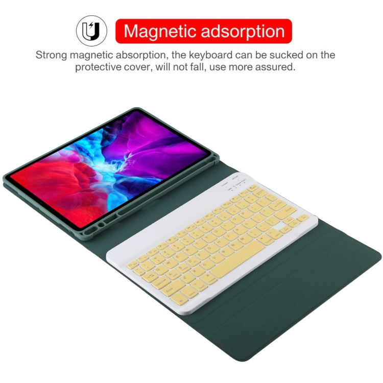 TG11B Detachable Bluetooth Yellow Keyboard + Microfiber Leather Tablet Case for iPad Pro 11 inch (2020), with Pen Slot & Holder (Dark Green) - For iPad Pro by PMC TechLife | Online Shopping South Africa | PMC TechLife