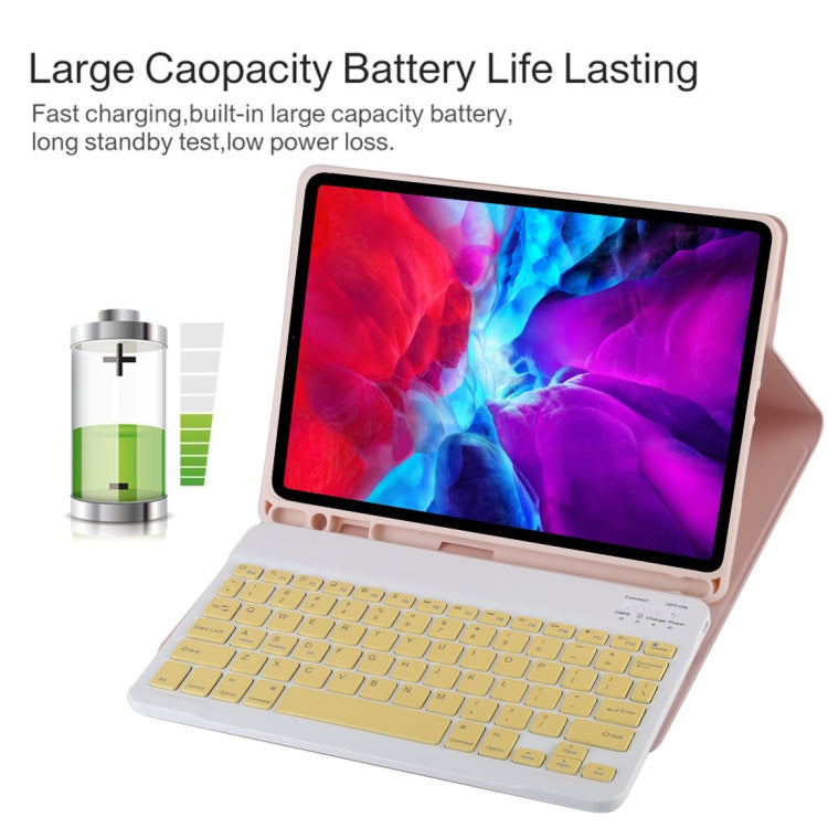 TG11B Detachable Bluetooth Yellow Keyboard + Microfiber Leather Tablet Case for iPad Pro 11 inch (2020), with Pen Slot & Holder (Pink) - free shipping - PMC TechLife - Order now!