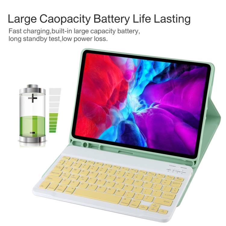 TG11B Detachable Bluetooth Yellow Keyboard + Microfiber Leather Tablet Case for iPad Pro 11 inch (2020), with Pen Slot & Holder (Green) - free shipping - PMC TechLife - Order now!